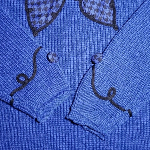 Vintage 80s Retro CHAUS Bow Sweater 2X Blue Black - Picture 5 of 12